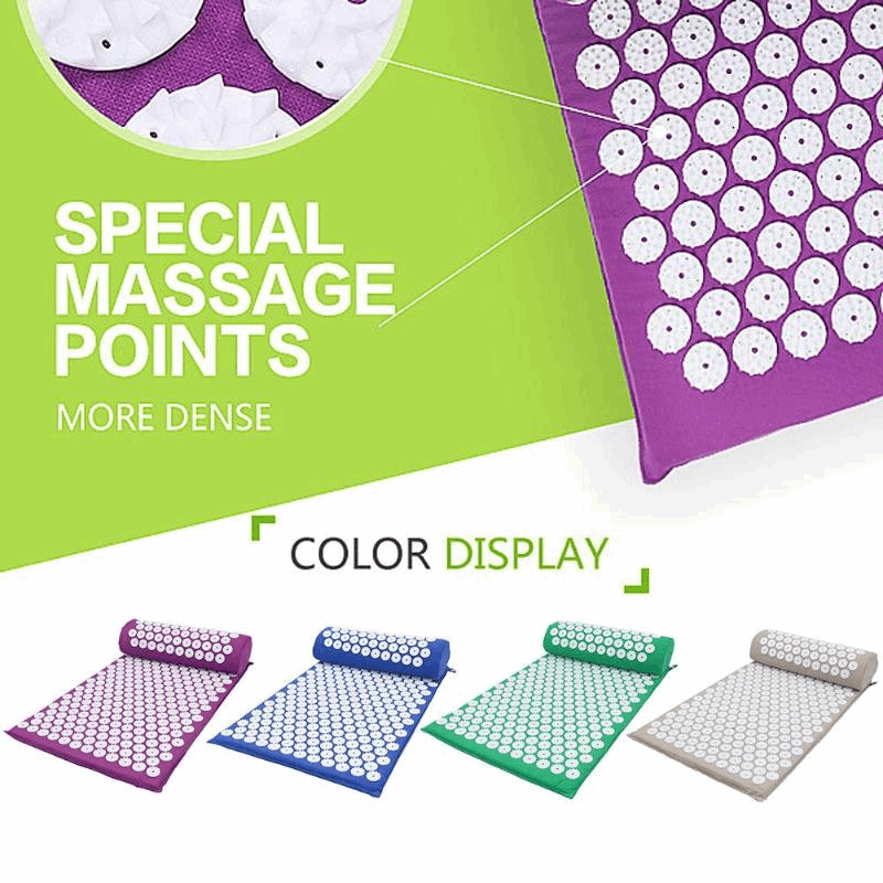 Massage Cushion Yoga Acupressure Mat with Pillow - Pain Relief, Muscle Tension Relief, Portable Mat for Back Pain, Improved Circulation, and Better Sleep