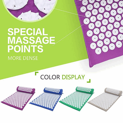 Massage Cushion Yoga Acupressure Mat with Pillow - Pain Relief, Muscle Tension Relief, Portable Mat for Back Pain, Improved Circulation, and Better Sleep
